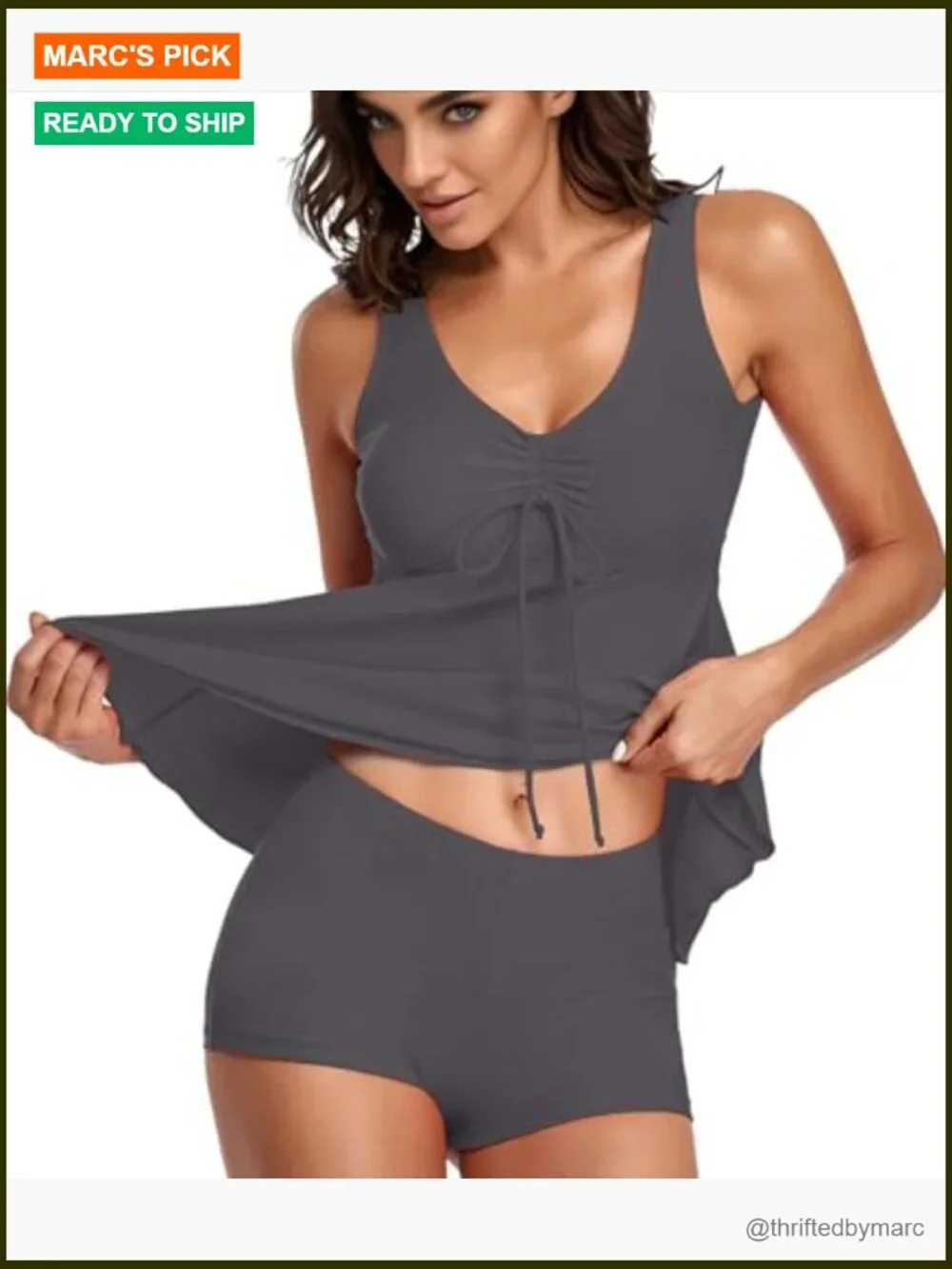 Women's Two Piece Tankini Set with Boyshorts - Size Small